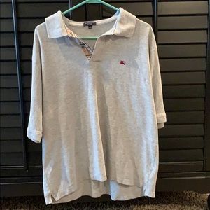 Men’s grey Burberry polo shirt